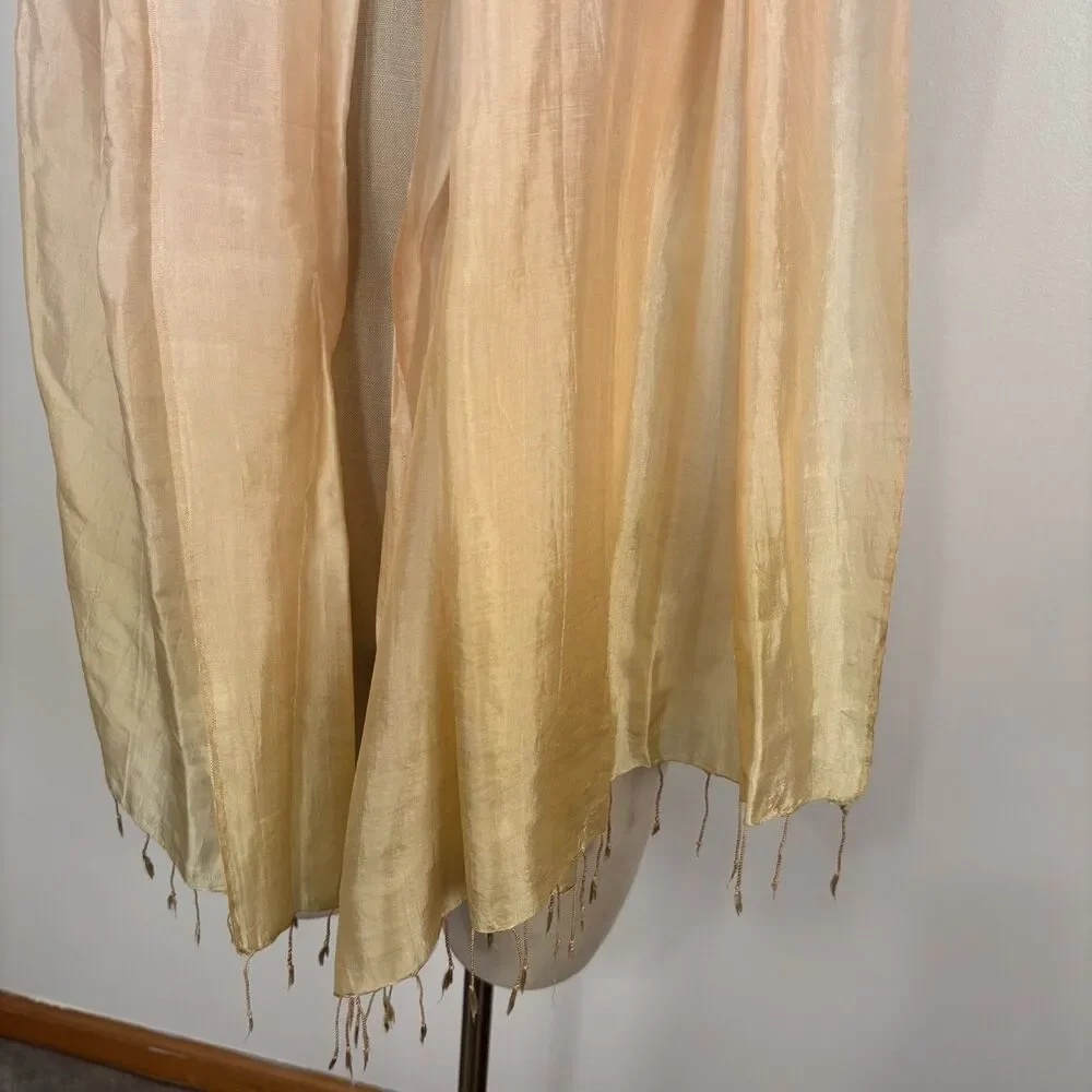 Vibrant Ombre Yellow Orange Gradient Fringe Lightweight Scarf Wrap Shawl Silk ?